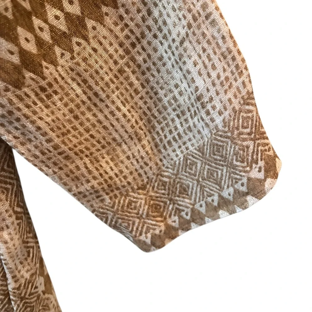 Chicos Linen Open Front Cardigan Tan Size 2 (L/XL) Kimono Boho Lagenlook Relaxed